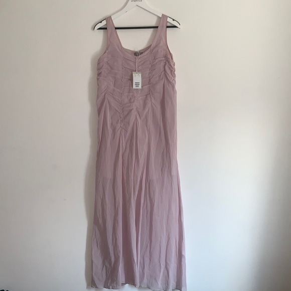 COS | Maxi Ruffle Lavender Gathered Sleeveless Dress Size 6 Brand New - Picture 5 of 16